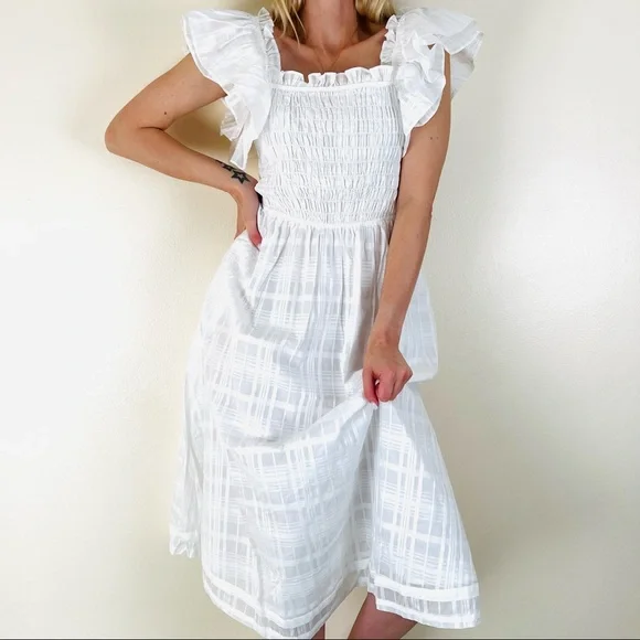 banana republic white cotton dress Banana Republic White Cotton Poplin Trapeze Maci Shirt Dress /$180